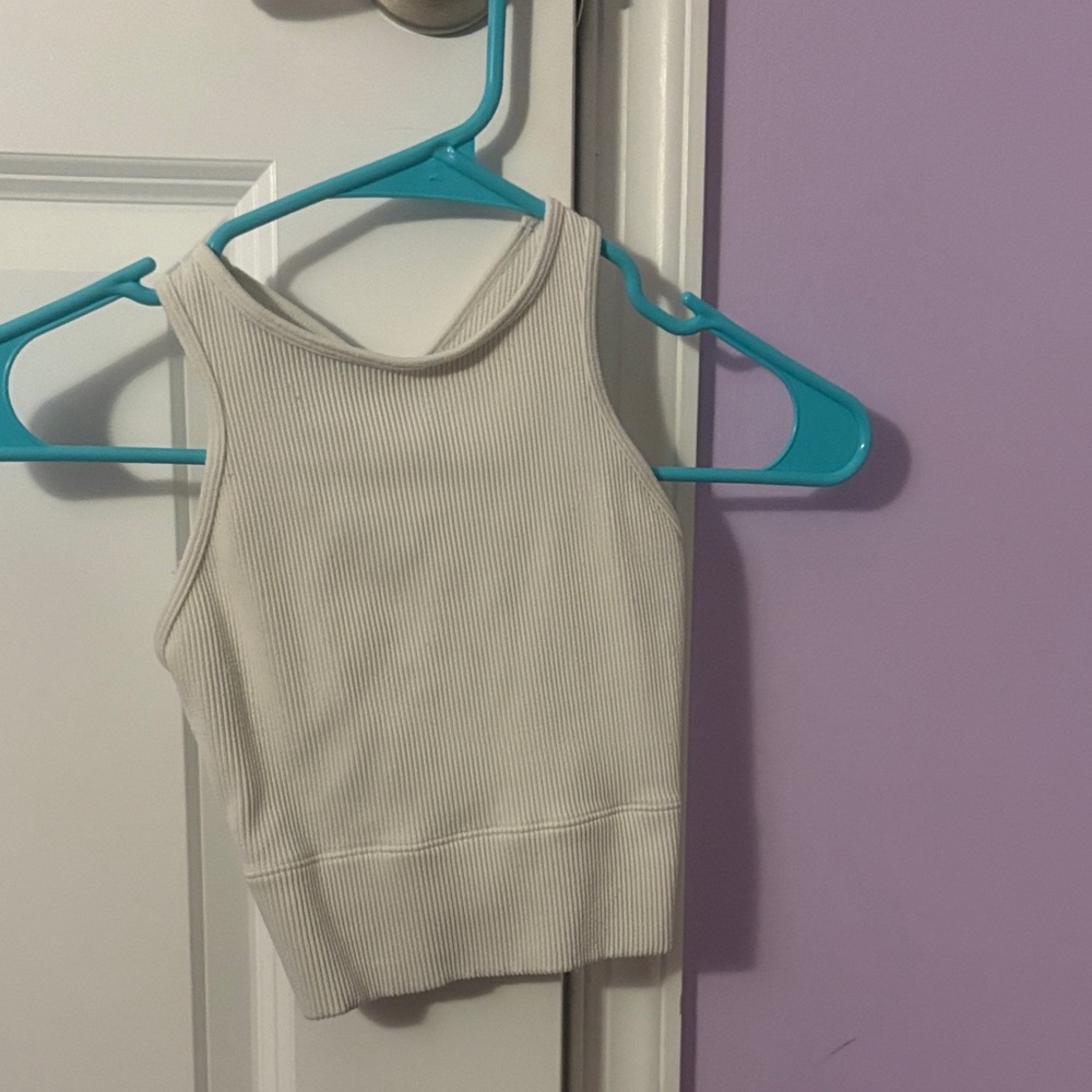 American Eagle Cream Ribbed Tank Top